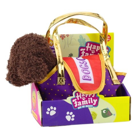 LEAN Toys Piesek Pudel W Torbie Na Rzep Maskotka Przytulanka Ciemnobrązowy