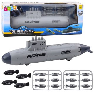 LEAN Toys Statek Łódź Podwodna Strzelająca Torpedami Napęd Szara 28cm