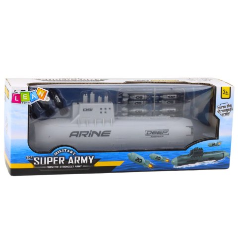 LEAN Toys Statek Łódź Podwodna Strzelająca Torpedami Napęd Szara 28cm