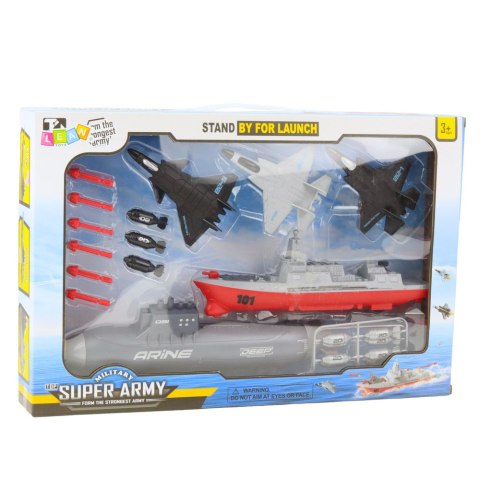 LEAN Toys Zestaw Militarny Statek Łódź Podwodna Myśliwce Pociski