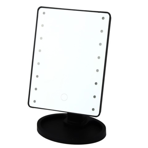 LEAN Lusterko Kosmetyczne 16 Diod LED Z Podstawką Regulacja Czarne