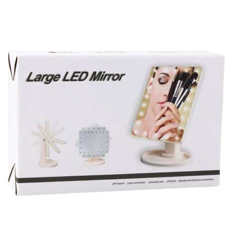 LEAN Lusterko Kosmetyczne 16 Diod LED Z Podstawką Regulacja Czarne