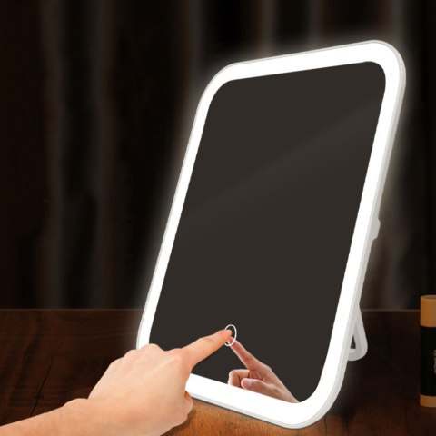 LEAN Lusterko Kosmetyczne Podświetlane LED Do Makijażu Bezprzewodowe Białe