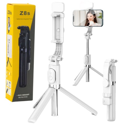 LEAN Selfie Stick Statyw Na Telefon Pilot Na Bluetooth Uchwyt ZS8 Biały