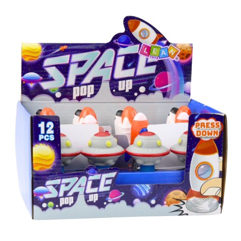 LEAN Skaczący Statek Kosmiczny Na Sprężynie Kolorowy Światła 11cm Mix