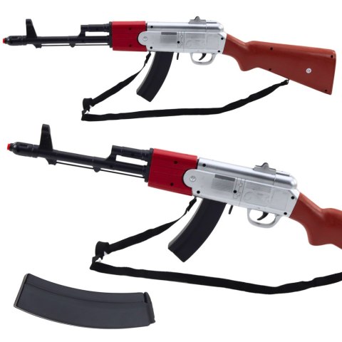 LEAN TOYS Karabin Strzelba Rekwizyt Pasek Na Ramię Brązowy Dźwięki 65cm