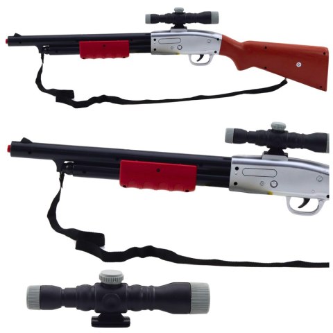 LEAN TOYS Karabin Strzelba Rekwizyt Pasek Na Ramię Luneta Brązowy Dźwięki 65cm