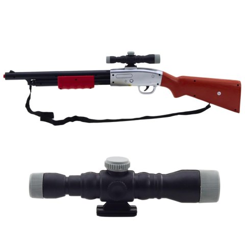 LEAN TOYS Karabin Strzelba Rekwizyt Pasek Na Ramię Luneta Brązowy Dźwięki 65cm