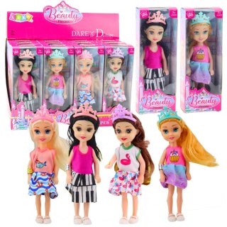 LEAN TOYS Mini Laleczka Księżniczka Z Koroną Kolorowa Sukienka 14cm Mix