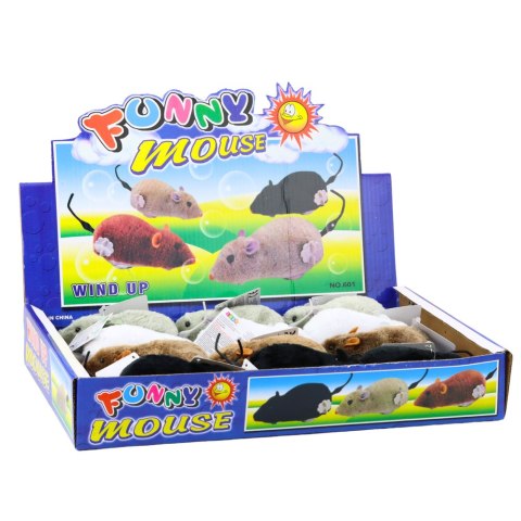 LEAN TOYS Nakręcana Mysz Futrzana Jeżdżąca Interaktywna Mix