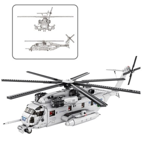 LEAN Toys Klocki Konstrukcyjne Śmigłowiec Transportowy Helikopter 2192el