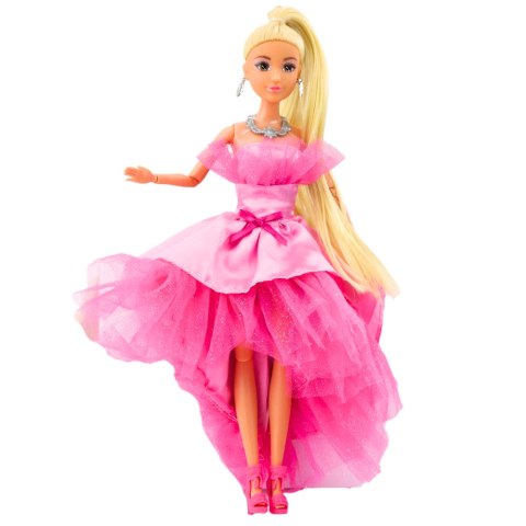 LEAN Toys Lalka Anlily Brokatowa Suknia Balowa Różowa Ruchome Kończyny Blond Włosy