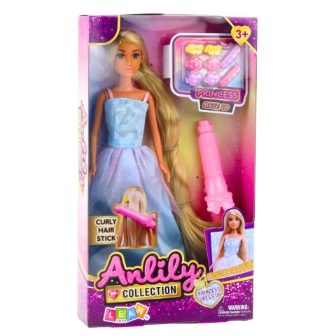 LEAN Toys Lalka Anlily Suknia Balowa Długie Włosy Do Stylizacji Lokówka Spinki