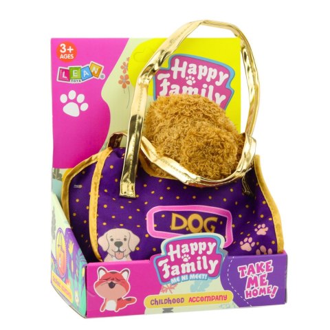 LEAN Toys Piesek W Torebce Pluszowy Maskotka Przytulanka Jasnobrązowy
