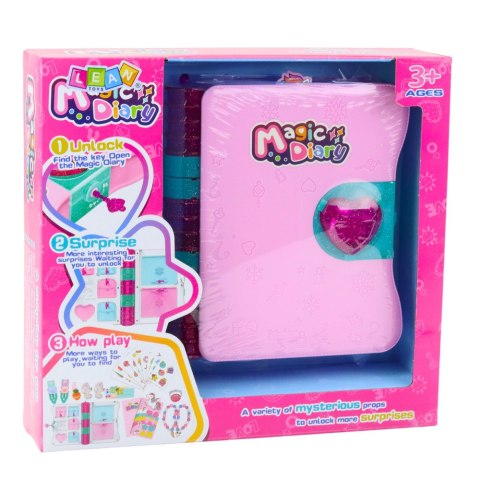 LEAN Toys Sekretny Pamiętnik Na Kłódkę Notes Skrytka Kluczyk Akcesoria Różowy