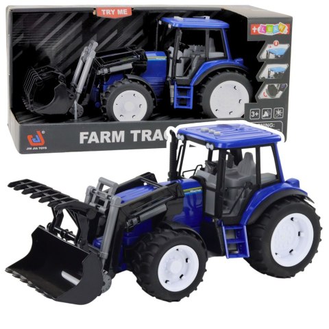 LEAN Toys Traktor Farmerski Z Ruchomą Łyżką Światła Dźwięki Niebieski 1:10