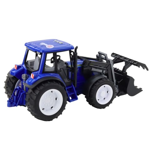 LEAN Toys Traktor Farmerski Z Ruchomą Łyżką Światła Dźwięki Niebieski 1:10