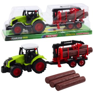 LEAN Toys Traktor Rolniczy Z Przyczepą HDS Do Transportu Drewna Bale