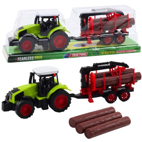 LEAN Toys Traktor Rolniczy Z Przyczepą HDS Do Transportu Drewna Bale