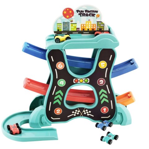LEAN Toys Zestaw Edukacyjny Tor Samochodowy Zjeżdzalnia Trzy Poziomy