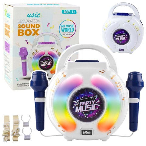 LEAN Toys Zestaw Karaoke Dwa Mikrofony Głośnik Bluetooth MP3 Nagrywanie LED