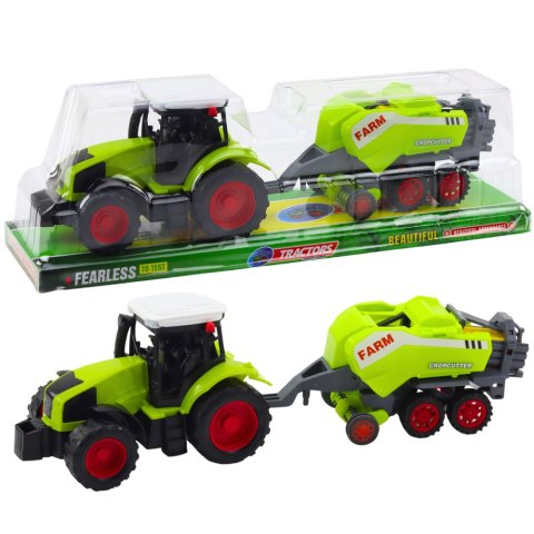 LEAN Toys Zestaw Traktor Ciągnik Prasa Rolnicza Do Belowania Siana Zielony
