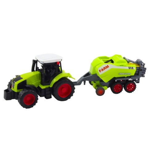 LEAN Toys Zestaw Traktor Ciągnik Prasa Rolnicza Do Belowania Siana Zielony