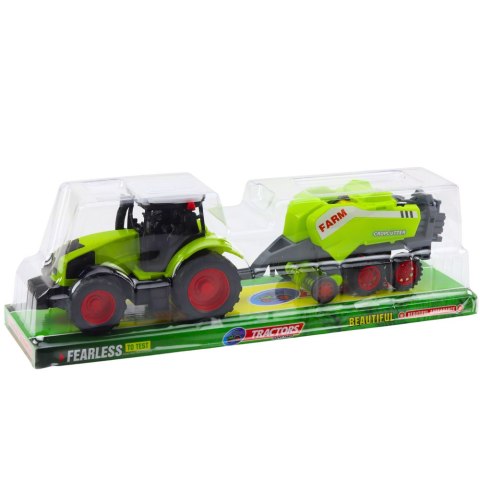 LEAN Toys Zestaw Traktor Ciągnik Prasa Rolnicza Do Belowania Siana Zielony