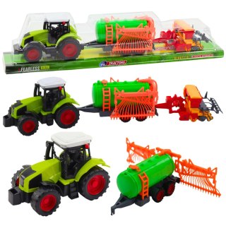 LEAN Toys Zestaw Traktor Rolniczy Farmerski Cysterna Zgrabiarka