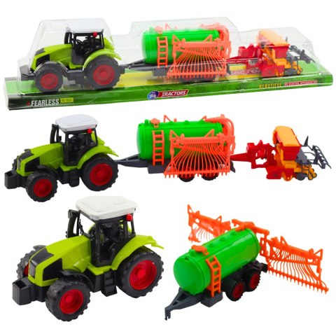 LEAN Toys Zestaw Traktor Rolniczy Farmerski Cysterna Zgrabiarka