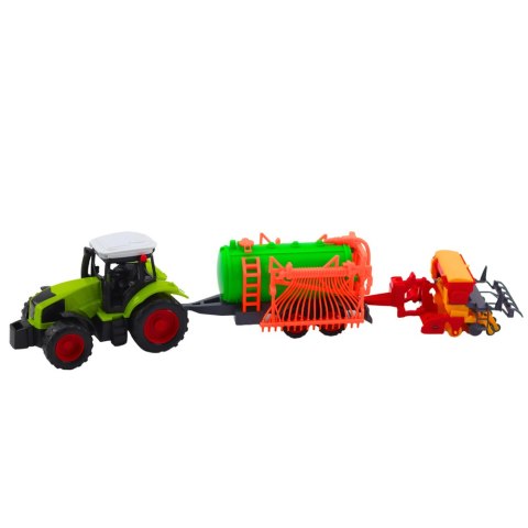 LEAN Toys Zestaw Traktor Rolniczy Farmerski Cysterna Zgrabiarka
