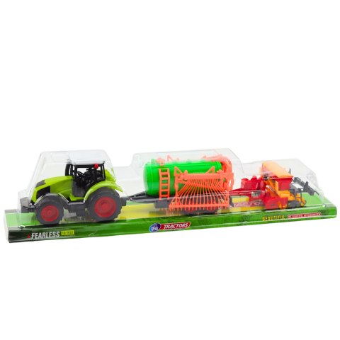 LEAN Toys Zestaw Traktor Rolniczy Farmerski Cysterna Zgrabiarka