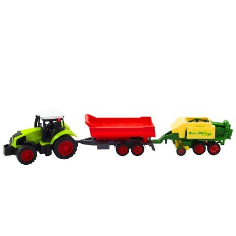 LEAN Toys Zestaw Traktor Rolniczy Przyczepa Prasa Maszyna Rolnicza