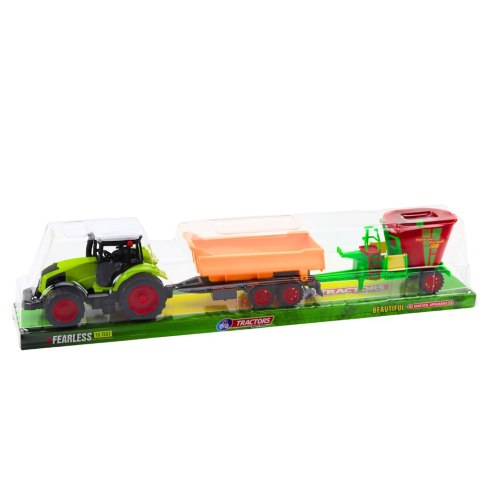 LEAN Toys Zestaw Traktor Rolniczy Przyczepa Wywrotka Wóz Paszowy