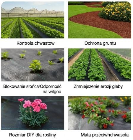 LEAN Agrotkanina Czarna 100 cm x50m UV 70g Antychwastowa Agrowłóknina + Kotwy