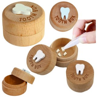 LEAN Drewniane Pudełko Na Zęby Mleczne Dla Dzieci Z Grawerem Tooth Box