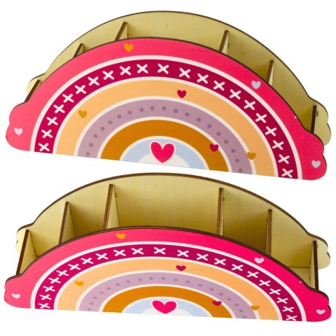 LEAN Drewniany Organizer Na Biurko Dla Dzieci Tęcza Różowy