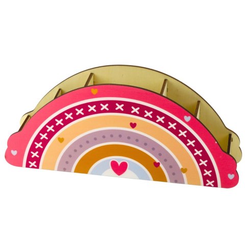 LEAN Drewniany Organizer Na Biurko Dla Dzieci Tęcza Różowy
