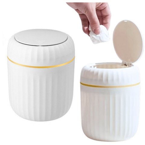 LEAN Mini Kosz Na Śmieci Otwierana Pokrywa Uniwersalny Elegancki Biały