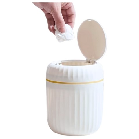 LEAN Mini Kosz Na Śmieci Otwierana Pokrywa Uniwersalny Elegancki Biały