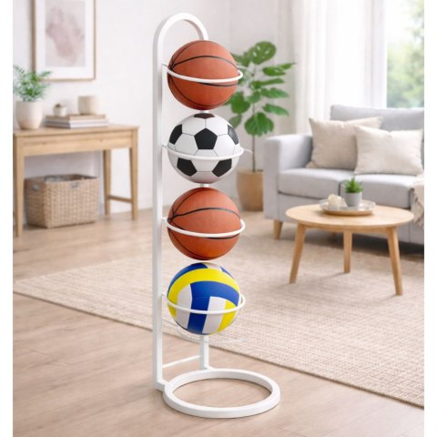 LEAN Pionowy Stojak Regał Na Piłki Metalowy Funkcjonalny Biały