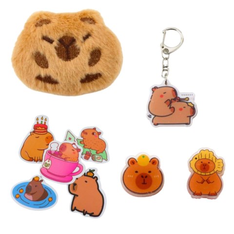 LEAN Piórnik Szkolny Dwukomorowy Z Kieszonkami Dodatki Kapibara 21x12 cm