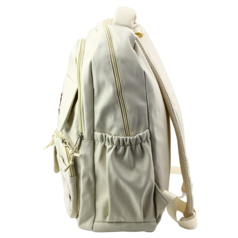 LEAN Plecak Miejski Szkolny Kapibara Brelok Przypinki Beżowy Kremowy 25L 42cm