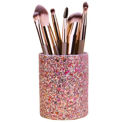 LEAN Pojemnik Kubek Na Pędzle I Akcesoria Brokatowy Różowy