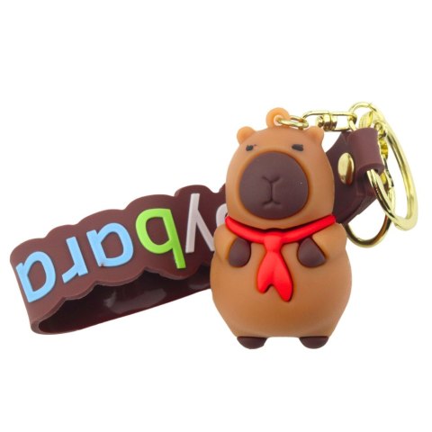 LEAN TOYS Brelok Figurka Kapibara Z Czerwoną Chustką Zawieszka Karabińczyk Kółko