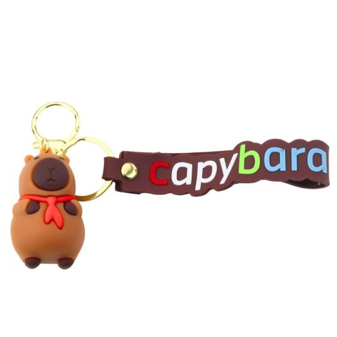 LEAN TOYS Brelok Figurka Kapibara Z Czerwoną Chustką Zawieszka Karabińczyk Kółko