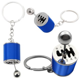 LEAN TOYS Brelok Metalowy Do Kluczy Skrzynia Biegów Ruchoma Niebieski