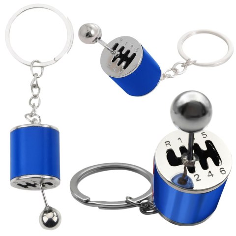 LEAN TOYS Brelok Metalowy Do Kluczy Skrzynia Biegów Ruchoma Niebieski