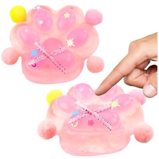 LEAN TOYS Gniotek Kocia Łapka Antystresowa Sensoryczna Squishy Kokardka Przeźroczysta