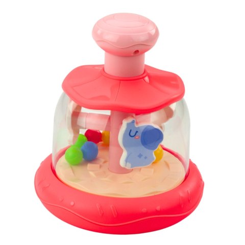 LEAN Toys Bączek Karuzela Z Kuleczkami I Zwierzętami Hipopotam Lew Małpka Różowa
